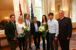 Wolfgang Loitzl, Marion Kreiner, LH Voves, Präs. Schröcksnadel, Romana Schrempf, Marion Stecher und Präs. Lexer (v.l.) beim Empfang. © steiermark.at/Frankl; bei Quellenangabe honorarfrei Wolfgang Loitzl, Marion Kreiner, LH Voves, Präs. Schröcksnadel, Romana Schrempf, Marion Stecher und Präs. Lexer (v.l.) beim Empfang.