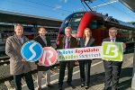 V.l.: Gerhard Harer (Steiermarkbahn), Bernhard Breid (A 16), LR Anton Lang, Michaela Huber (ÖBB-Vorständin) und Franz Weintögl (GKB). © Frankl V.l.: Gerhard Harer (Steiermarkbahn), Bernhard Breid (A 16), LR Anton Lang, Michaela Huber (ÖBB-Vorständin) und Franz Weintögl (GKB).