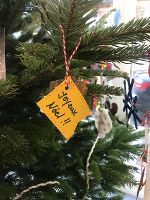 Foto des EUROPE DIRECT Christbaums für die European Christmas Tree Decoration Exchange 2024.
