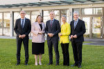 Die Finanzreferentinnen und Finanzreferenten (v.l.): Anton Mattle (Tirol), Barbara Novak (Wien), Willibald Ehrenhöfer (Steiermark), Gaby Schaunig (Kärnten) und Anton Kasser (Niederösterreich) © Land Steiermark/ Binder