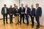 RSG-Präsentation in Graz: Wolfgang Habacher (EPIG-Gesundheitsplanungsinstitut), Michael Koren (GF Gesundheitsfonds), Moderator Oliver Zeisberger, Klubobmann Marco Triller,  Landesrat Karlheinz Kornhäusl, ÖGK-Vorsitzender Josef Harb, ÖGK-Regionalleiter Walter Schiffmann und Bernd Leinich (GF Gesundheitsfonds) (v.l.)