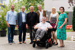 GF Andreas Konezky (UMS Friedhofservice & Grabpflege GmbH), Siegfried Suppan (Anwalt für Menschen mit Behinderung), Andreas Pepper (Jugend am Werk Steiermark), Dietmar Ogris (Verein Selbstbestimmt Leben), Katharina Fassolder (Volkshilfe Steiermark), Gundula Dengg (A11-FA Soziale Arbeit) und Thomas Marka (Projektleiter bei People First Steiermark) bei der Tagung „Inklusive Arbeit - Drei Perspektiven" (v.l.)