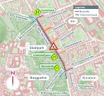 Straßenkarte mit den betroffenen STraßenzügen