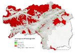 Diese Grafik zeigt die aktuelle Festlegung von Vorrang-, Eignungs- und Ausschlusszonen für Windenergie in der Steiermark.