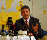Bundesminister Dr. Michael Spindelegger beim "Café Europa" im Medienzentrum Steiermark.
