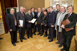 LH Voves, LH-Stv. Schützenhöfer und LR Kurzmann empfingen die Delegation aus regionalen Abgeordneten und Bürgermeistern im Rittersaal der Grazer Landhauses
