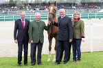 Norbert Camp (Vorsitzender des Trakehner Verbandes), LH Hermann Schützenhöfer, Dietrich Mateschitz und Gestütsleiterin Anette Ganter (v.l.n.r.) bei der Landesstutenschau am Trakehner Gestüt Murtal