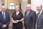 Vizekanzler Wolfgang Brandstetter, Landeshauptmann Hermann Schützenhöfer, die neue Präsidentin Caroline List und der Präsident des Oberlandesgerichtes Graz, Manfred Scaria (v.l.) bei der feierlichen Amtseinführung