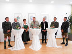 Franz Bergler, LR Johann Seitinger, Regina Schrittwieser, BM Andrä Rupprechter, Erich Schwärzler LK-Präs. Franz Titschenbacher und Anton Hafellner bei der Almwirtschaftstagung (v.l.)