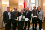 Landesrat Anton Lang, die beiden Präsidenten Hermann Krist und Marc Angelini, Landeshauptmann Hermann Schützenhöfer, Präsident Jürgen Winter sowie Landesrätin Barbara Eibinger-Miedl (v.l.)