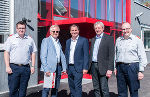 Lokalaugenschein in Lebring: Ausbildungsoffizier Stephan Semler, Landesfeuerwehrkommandant Albert Kern, LH-Stv. Michael Schickhofer, Landesfeuerwehrkommandant-Stv. Reinhard Leichtfried und Schulleiter Gerhard Grain (v.l.)