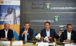 Karl Puchas, Martin Weber, Michael Schickhofer und Armin Forstner bei der Präsentation des Blackout Maßnahmenplans (v.l.)