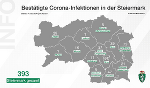 Bestätigte Corona-Infizierte in den steirischen Bezirken; Stand: 21. März 2020, 21:00 Uhr © © Land Steiermark; Verwendung bei Quellenangabe honorarfrei