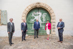 Trafen sich zum Arbeitsgespräch in Graz: LR Christopher Drexler, Außenminister Alexander Schallenberg, LH Hermann Schützenhöfer, LT-Präs. Manuela Khom und NRPräs. Wolfgang Sobotka (v.l.) ©      