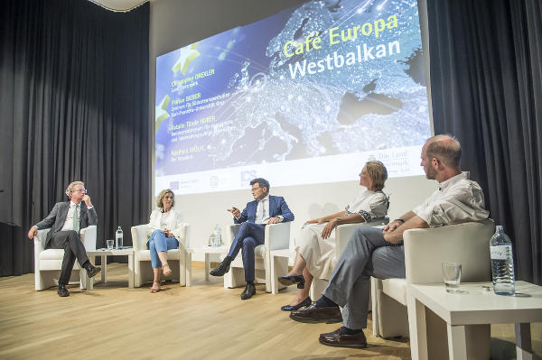 Drexler, Huber, Moderator Franz Neger, Wölfl und Bieber (v.l.) © Land Steiermark/Foto Fischer; Nutzung bei Quellenangabe honorarfrei