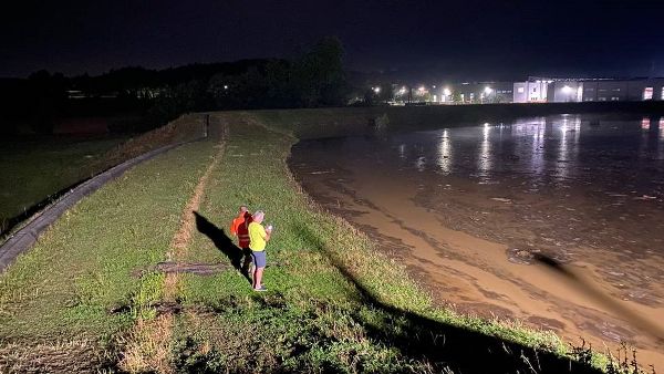 Das Rückhaltebecken Raababach war stark gefüllt. © IGBK/Nutzung bei Quellenangabe honorarfrei