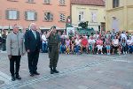Bgm. Karl Lautner, LH Hermann Schützenhöfer, Oberst Franz Langthaler (v.l.) bei der Angelobung in Bad Radkersburg. © Österreichisches Bundesheer/Grebien; Verwendung bei Quellenangabe honorarfrei