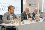 Schwarz, Seitinger und Sebanz bei der Pressekonferenz im Medienzentrum Steiermark.