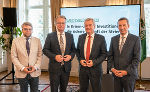 Klubobmann LAbg. Hannes Schwarz, LH Christopher Drexler, LH-Stv. Anton Lang und LAbg. Andreas Kinsky (v.l.) präsentierten das Landesbudget für 2023.