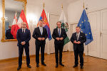 Vizepräsident Zoran Gojković, Ministerpräsident Igor Mirović, Landeshauptmann Christopher Drexler, Landesrat Werner Amon (v.l.). © LandSteiermark/Binder, bei Quellenangabe honorarfrei