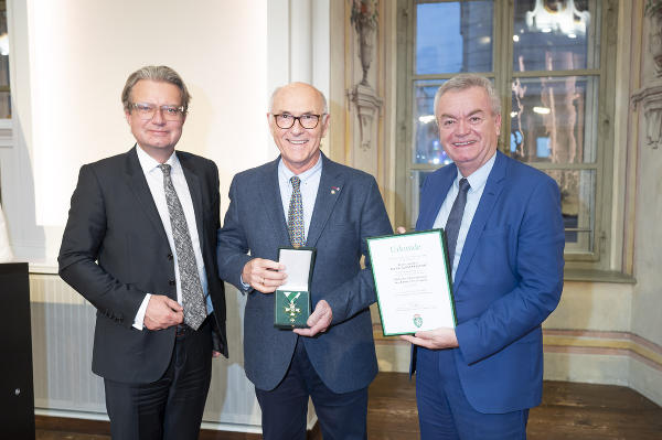 LH Christopher Drexler, Georg Paucek, LH-Stv. Anton Lang (v.l.). © Fischer/ Land Steiermark