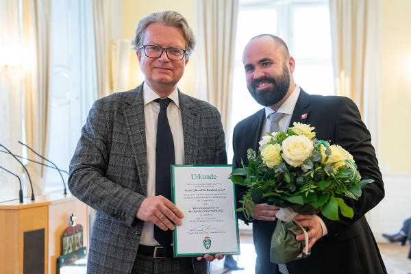 LH Christopher Drexler und Joe Niedermayer © Foto: Land Steiermark/Binder; bei Quellanangabe honorarfrei
