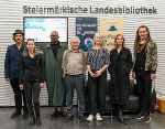 Die Peter Rosegger-Literaturpreisträger: Ferdinand Schmalz, Ulrike Haidacher, Fiston Mwanza Mujila, Felix Mitterer, Marlene Streeruwitz, Valerie Fritsch und Max Höfler (v.l.)