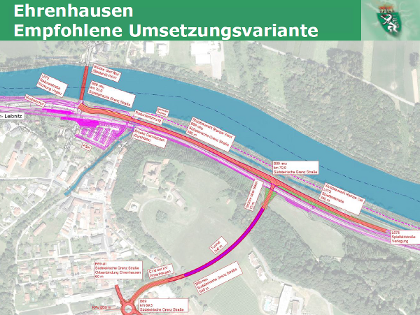 Plan für die Verkehrslösung in Ehrenhausen © Land Steiermark; Verwendung bei Quellenangabe honorarfrei