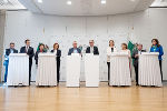 Die Steiermärkische Landesregierung bei der Pressekonferenz nach der Regierungsklausur in Stainz