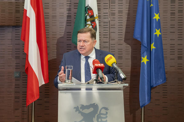 LR Werner Amon beim Pressestatement im Grazer Landhaus. © Land Steiermark/Binder; bei Quellenangabe honorarfrei