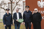 Chefinspektor Gerhard Sampt, LH Christopher Drexler, Oberstleutnant  Günther Zach, Diözesanbischof Wilhelm Krautwaschl (v.l.) beim Besuch in der Justizanstalt Karlau. © Land Steiermark/Michaela Lorber