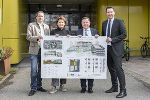 Direktor Robert Marchler, Landesrat Werner Amon, Landesrätin Ursula Lackner und Direktor Alexander Krückl (v.r.) bei der Projekt-Präsentation in Knittelfeld. © Land Steiermark/Binder