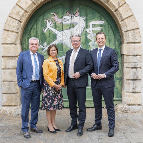 LH-Stv. Anton Lang, LR Doris Kampus, LH Christopher Drexler und LR Karlheinz Kornhäusl (v.l.) © Foto: Land Steiermark/Binder; bei Quellenangabe honorarfrei