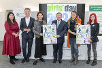 Yvonne Popper-Pieber, Martin Neubauer, LR Ursula Lackner, LR Werner Amon, Michaela Marterer, Vanessa Melcher-Moser (v.l.)bei der Girls‘ Day-Pressekonferenz.  © Land Steiermark/ Binder