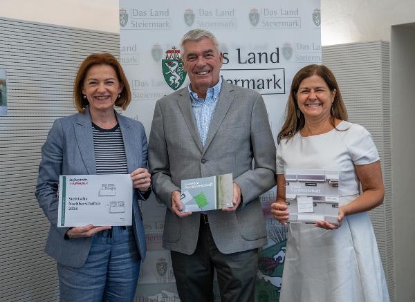 Landesrätin Simone Schmiedtbauer, Obmann-Stellvertreter Wolfram Sacherer (GBV Steiermark) und Landesrätin Doris Kampus (v.l.) © Land Steiermark/Weissitsch; bei Quellenangabe honorarfrei