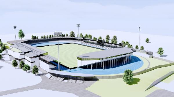 Visualisierung des modernisierten Stadions  © Plankreis Hartberg – Architekturbüro