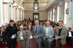 Ehrung von Sportlerinnen und Sportlern in der Aula der Alten Universität: Enzo Diessl, Edith Scheinecker, Rebecca Hödl, LH Mario Kunasek, Michael Scheikl, Josef Puch © Land Steiermark/Andreas Resch; Verwendung bei Quellenangabe honorarfrei