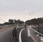 "Doppelte Welle": So soll die Brücke nach Fertigstellung aussehen © KOB ZT (Rendering) "Doppelte Welle": So soll die Brücke nach Fertigstellung aussehen